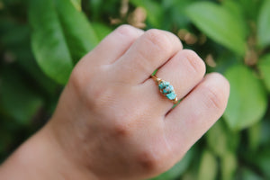 Mini Wire Wrapped Natural Turquoise Rings