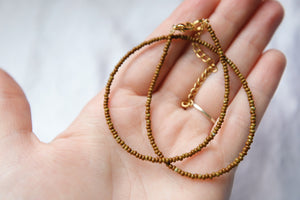 Mini Honey marbled seed beaded choker necklace
