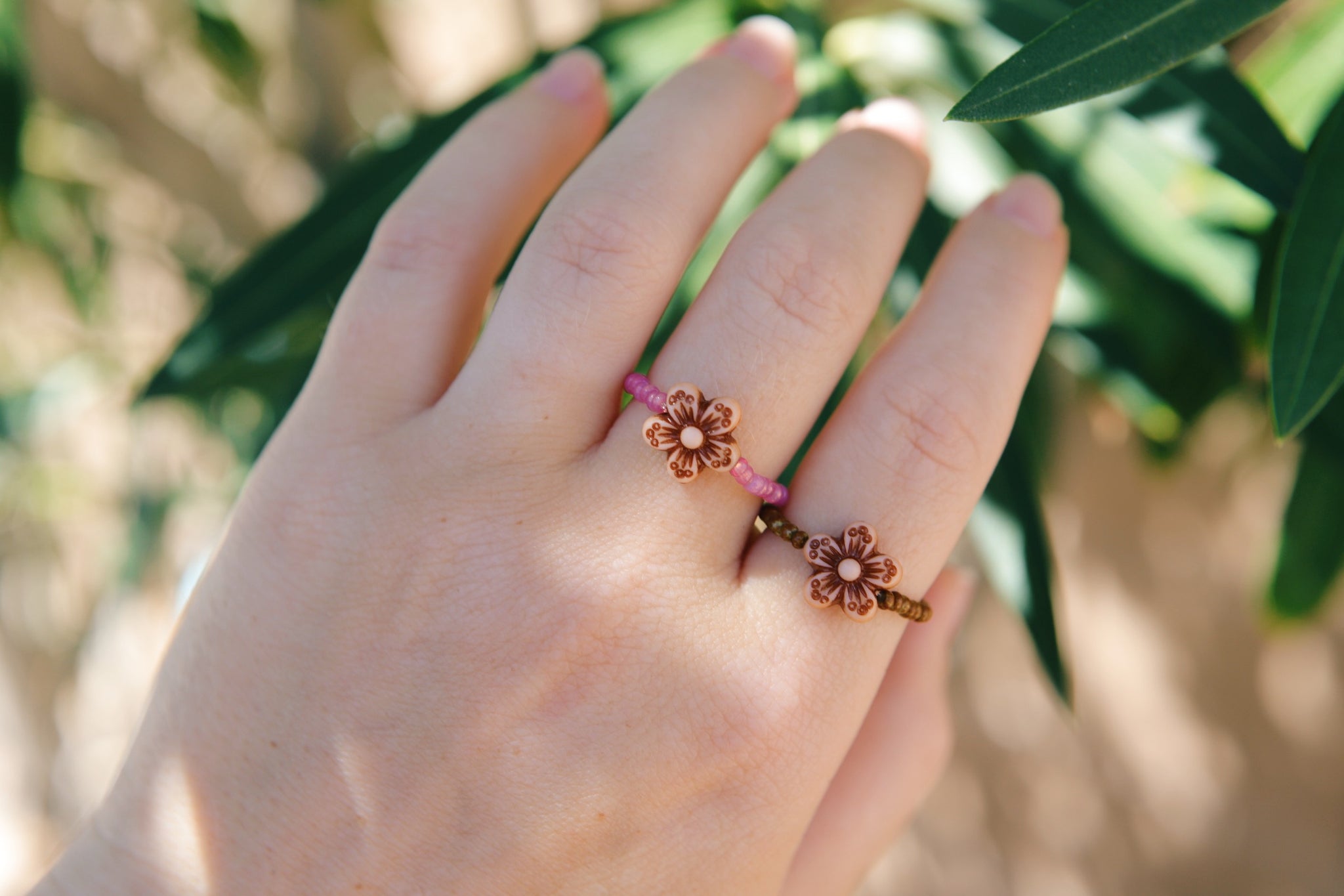 seed bead flower ring Boho Flower Seed Beaded Ring – Bohemian's Closet