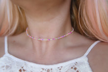 Load image into Gallery viewer, Neon rainbow seed beaded choker necklace