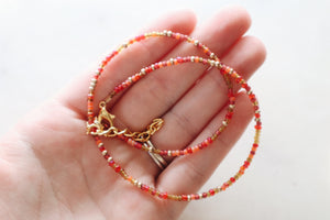 Autumn Bloom Seed Beaded Choker Necklace