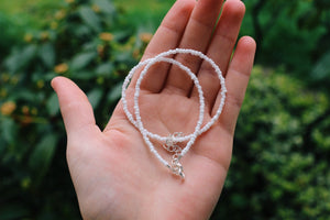 Coconut White Glass Beaded Choker Necklace