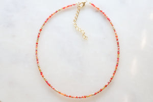 Autumn Bloom Seed Beaded Choker Necklace