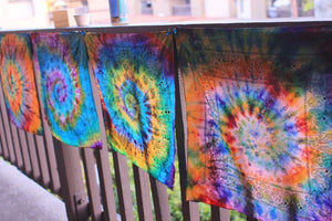 Hand Dyed Rainbow Bandanas, Head Wraps, Cotton Head Bands, Tie Dye Hair Accessories