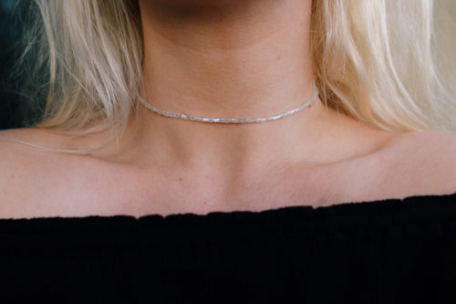 Simple Crystal Glass Beaded Adjustable Choker Necklace