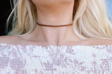 Load image into Gallery viewer, Brown Vegan Leather Braided Choker Necklace