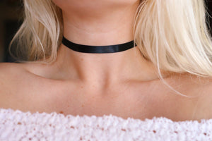 Simple Black Satin Ribbon Choker Necklace, 90s choker, handmade, boho jewelry, hippie style