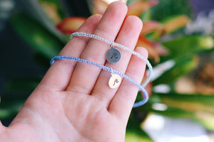 Periwinkle Hand Stamped Wave Choker Necklace