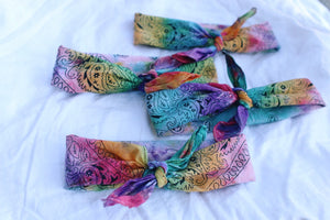 Vibrant Tie Dye Bandana Head Wrap in Rainbow