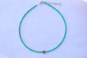 Tiny Sea Turtle Glass Beaded Choker, Seed Beads, Beach Jewelry, Gift Ideas for Her