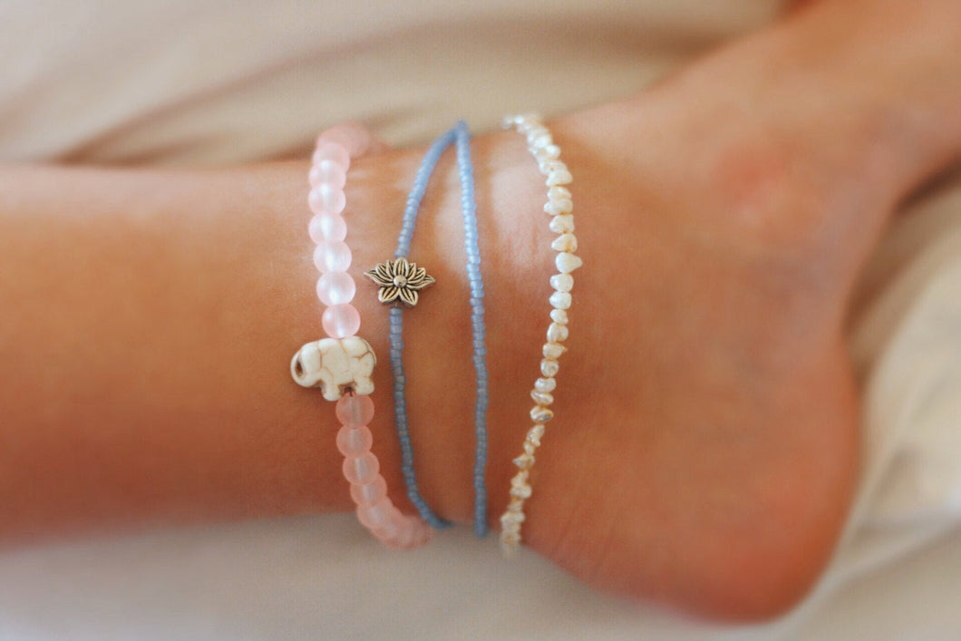 Frosted Light Coral Elephant Anklet