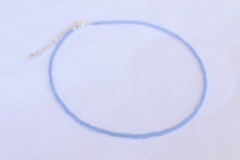 Load image into Gallery viewer, Frosted Periwinkle Glass Beaded Choker Necklace, Bohemian Choker Necklace