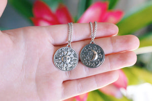 Zodiac Sun & Moon Necklace, Friendship Necklace, Bohemian Jewelry