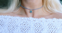 Load image into Gallery viewer, Periwinkle Hand Stamped Wave Choker Necklace