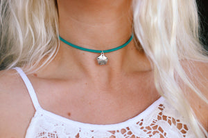 Vegan Suede Mermaid Sand dollar Choker Necklace