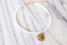 Load image into Gallery viewer, Golden Winking Sun Vegan Suede Choker Necklace