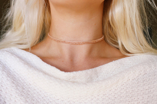 Dainty Rose Gold Beaded Choker Necklace