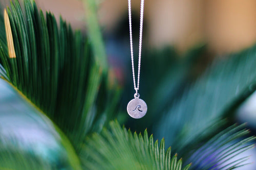 Dainty Hand Stamped Wave Necklace