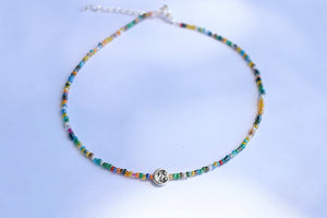 Multi Glass Beaded Sun & Moon Necklace