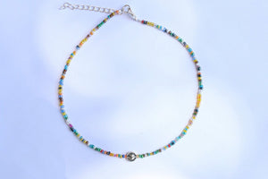 Multi Glass Beaded Sun & Moon Necklace