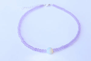 Frosted Lilac Opalite Beaded Choker Necklace