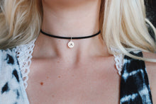 Load image into Gallery viewer, Wave Stamped Vegan Suede Charm Choker Necklace