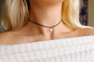 Tiny Heart Cotton Choker Necklace