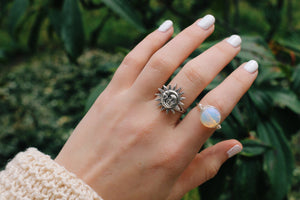 Iridescent Opalite Wire Wrapped Ring