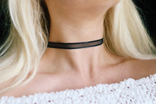 Load image into Gallery viewer, Simple Black Satin Sheer Ribbon Choker Necklace, 90s choker, handmade, boho jewelry, hippie style