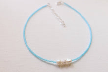 Load image into Gallery viewer, Triple Pearl Frosted Aqua Beaded Choker