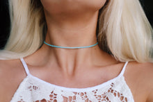 Load image into Gallery viewer, Dainty Blue Opal Beaded Choker Necklace