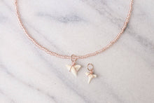 Load image into Gallery viewer, Dainty Rose Gold Beaded Shark Tooth Choker Necklace