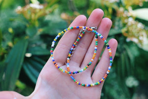 Rainbow Luster Beaded Choker Necklace