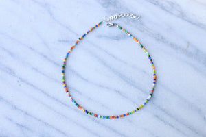 Rainbow Luster Beaded Choker Necklace