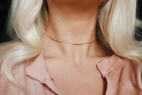 Dainty Baby Pink Rainbow Beaded Choker Necklace