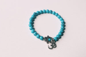 Om & Hamsa and Beaded Turquoise Howlite Bracelet or Anklet