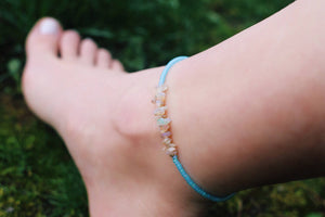 Raw Opal Frosted Aqua Beaded Anklet