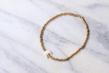Load image into Gallery viewer, Metallic Gold Beaded Mother of Pearl Crescent Moon Anklet/Bracelet