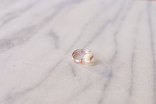 Load image into Gallery viewer, Rose Gold Crescent Moon Ring / Hand Wired Ring / Mother of Pearl Ring / Sterling Silver Ring