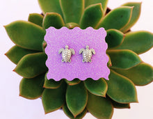 Load image into Gallery viewer, Silver Plated Sea Turtle Earring Studs