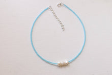 Load image into Gallery viewer, Triple Pearl Frosted Aqua Beaded Choker