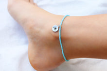 Load image into Gallery viewer, Ocean Wave Anklet, Blue Opal Beaded Wave Stamped Anklet, Beach Jewelry