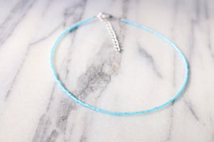 Dainty Blue Opal Beaded Choker Necklace
