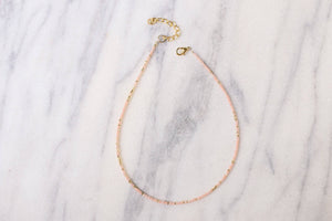 Golden Peach Beaded Choker Necklace