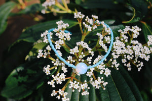 Aqua Opal Glass Beaded Choker Necklace / Beach Jewelry / Handmade Choker