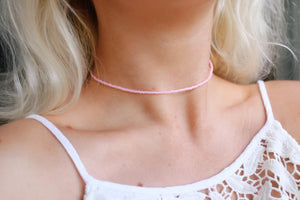 Baby Pink Opal Beaded Choker Necklace