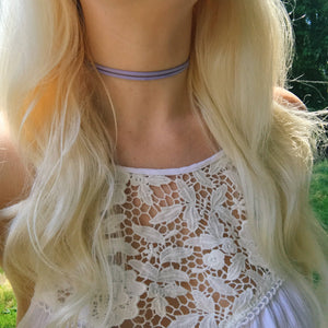 Pastel Lilac Double Wrap Vegan Suede Choker Necklace