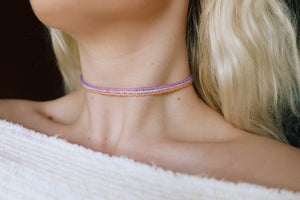 White Opal Beaded Choker Necklace