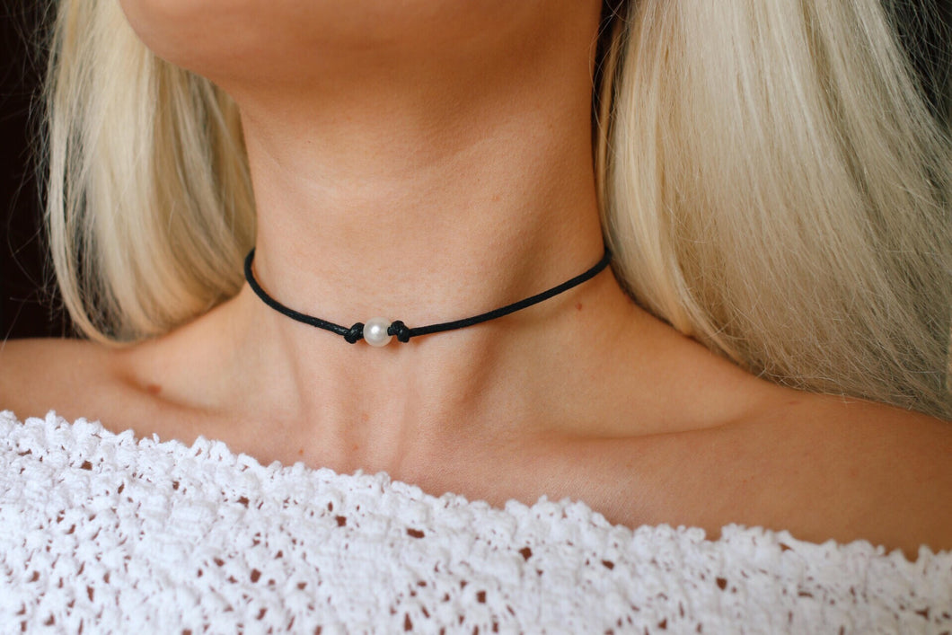 Vegan Pearl Cotton Choker Necklace