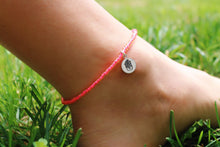 Load image into Gallery viewer, Pink Cactus Charm Anklet, Hand Stamped Cavtus, Beaded Anklet, Beach Jewelry